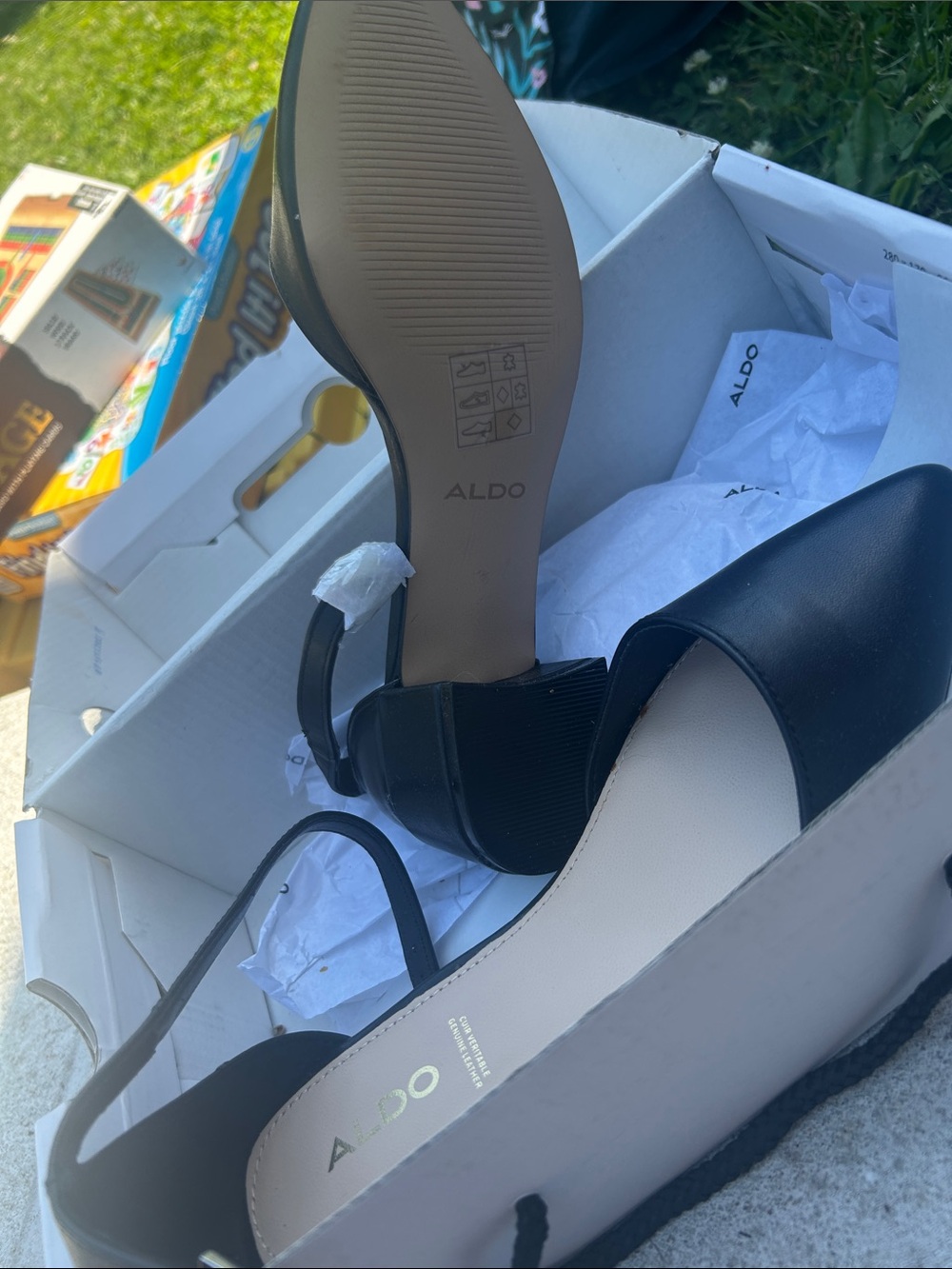 ALDO Black Pointed Mary Jane Flats with Ankle Strap - Picture 3 of 3